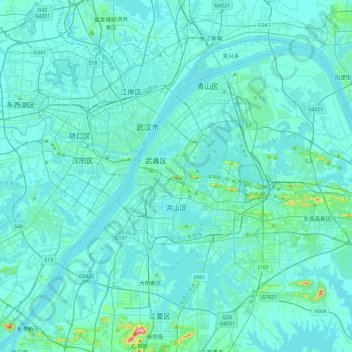 Hongshan District topographic map, elevation, terrain