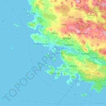 Općina Rogoznica topographic map, elevation, terrain