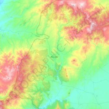 Hocalar topographic map, elevation, terrain