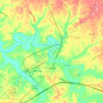 Columbia topographic map, elevation, terrain