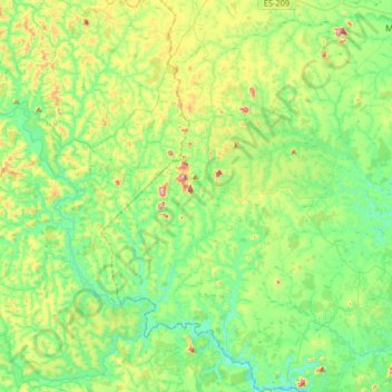 Ponto Belo topographic map, elevation, terrain