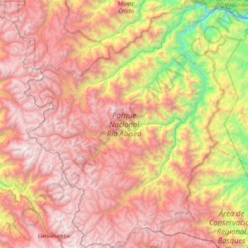 Río Abiseo National Park topographic map, elevation, terrain