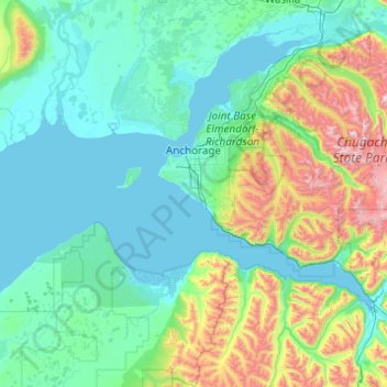 Anchorage topographic map, elevation, terrain