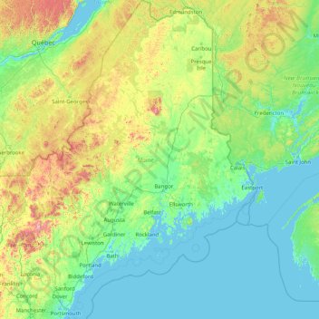 Maine topographic map, elevation, terrain