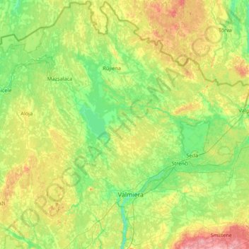 Valmieras novads topographic map, elevation, terrain