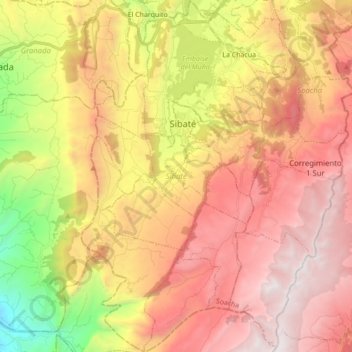 Sibaté topographic map, elevation, terrain