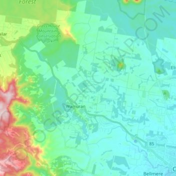 Wamuran topographic map, elevation, terrain