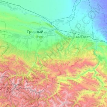 Tsumadinsky District topographic map, elevation, terrain