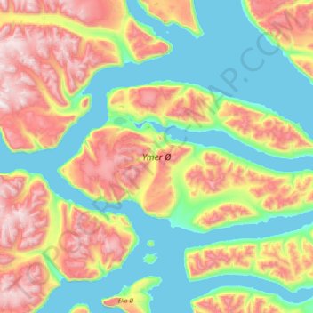 Ymer Island topographic map, elevation, terrain