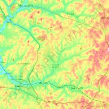Penn Township topographic map, elevation, terrain