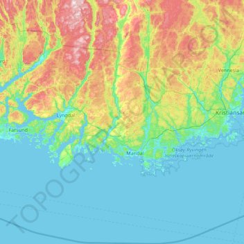 Lindesnes topographic map, elevation, terrain