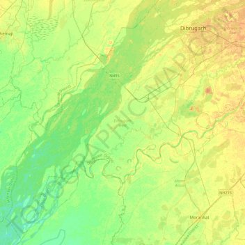 Dibrugarh West topographic map, elevation, terrain