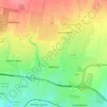 Melton topographic map, elevation, terrain