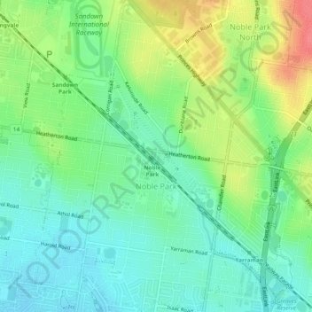 Noble Park topographic map, elevation, terrain