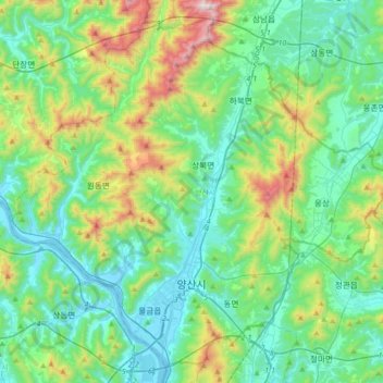 Yangsan-si topographic map, elevation, terrain