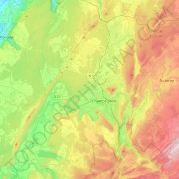 Champagnole topographic map, elevation, terrain