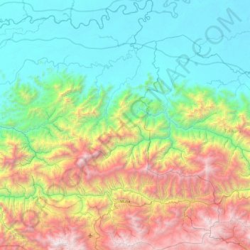 Puncak Jaya topographic map, elevation, terrain