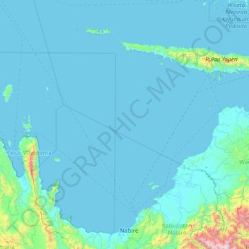 Cenderawasih Bay topographic map, elevation, terrain