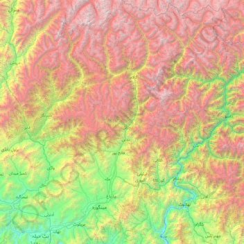 Swat District topographic map, elevation, terrain