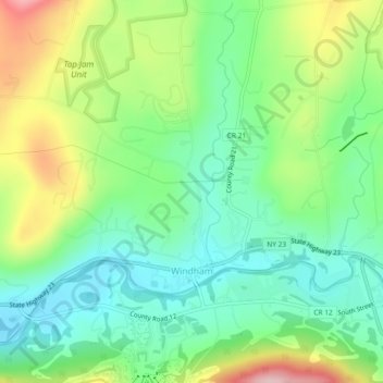 Windham topographic map, elevation, terrain