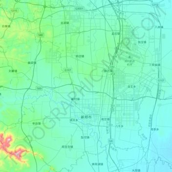 Xinzheng topographic map, elevation, terrain