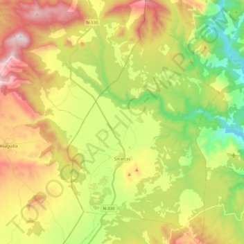 Sinarcas topographic map, elevation, terrain