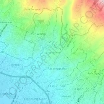 Ujungberung topographic map, elevation, terrain