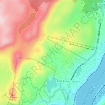 Fort Montgomery topographic map, elevation, terrain