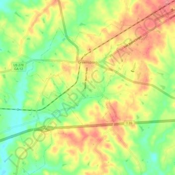 Greensboro topographic map, elevation, terrain