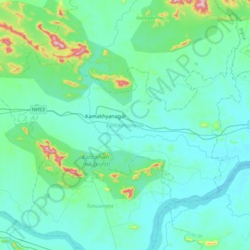 Kamakshyanagar topographic map, elevation, terrain