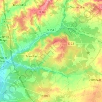 Marcillac topographic map, elevation, terrain