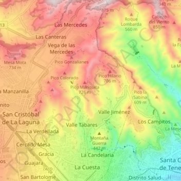 Barranco de Santos topographic map, elevation, terrain