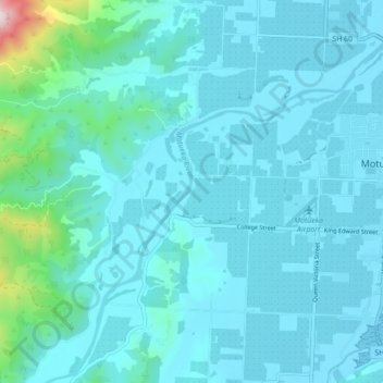 Motueka River topographic map, elevation, terrain