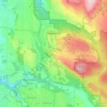 Newcastle topographic map, elevation, terrain