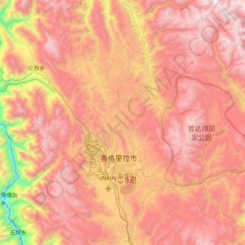 Dêqên Tibetan Autonomous Prefecture topographic map, elevation, terrain