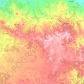 El Bonillo topographic map, elevation, terrain