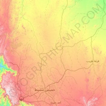 Khamis Mushayt topographic map, elevation, terrain