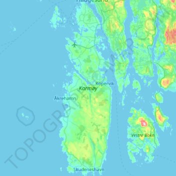 Karmøy topographic map, elevation, terrain