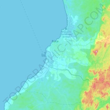 Bata topographic map, elevation, terrain