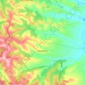 Madière topographic map, elevation, terrain