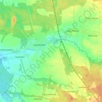 Łaskarzew topographic map, elevation, terrain