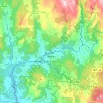 Mondariz topographic map, elevation, terrain