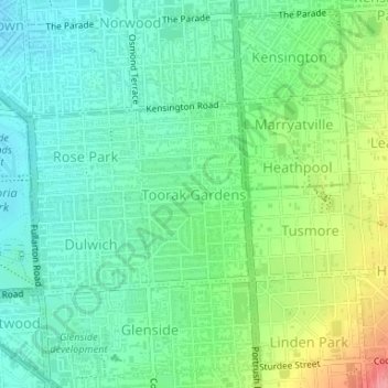 Toorak Gardens topographic map, elevation, terrain