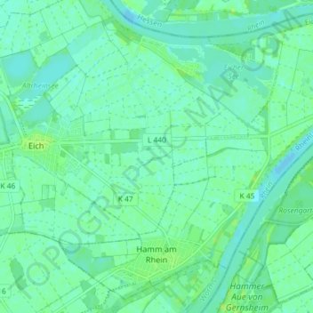 Hamm am Rhein topographic map, elevation, terrain