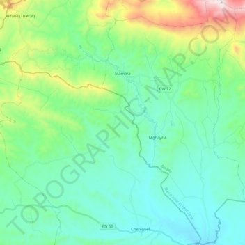 Mamora topographic map, elevation, terrain