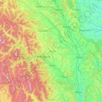 Neamț topographic map, elevation, terrain