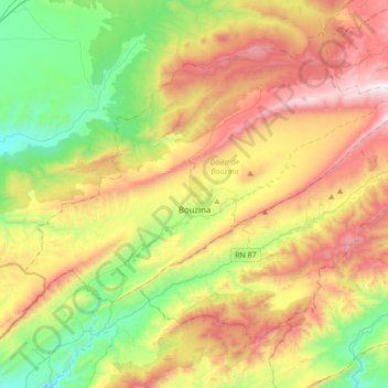 Bouzina topographic map, elevation, terrain