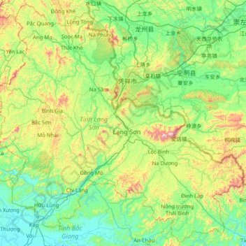 Lạng Sơn Province topographic map, elevation, terrain