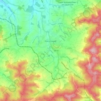 Eberschwang topographic map, elevation, terrain