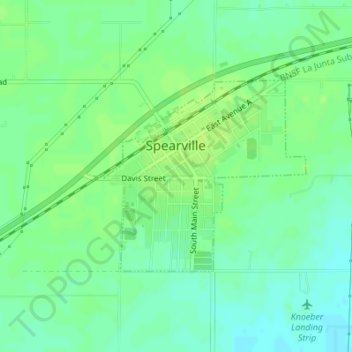 Spearville topographic map elevation - Thumbnail